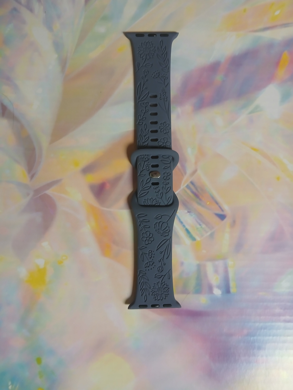 Floral Silicone Watch Band in Blue